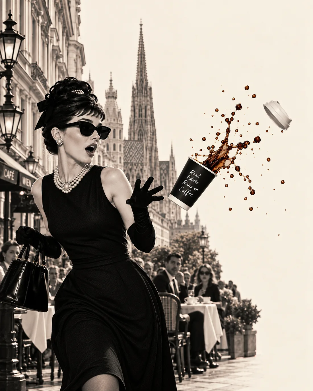 Verschütteter Kaffee vor dem Wiener Stephansdom